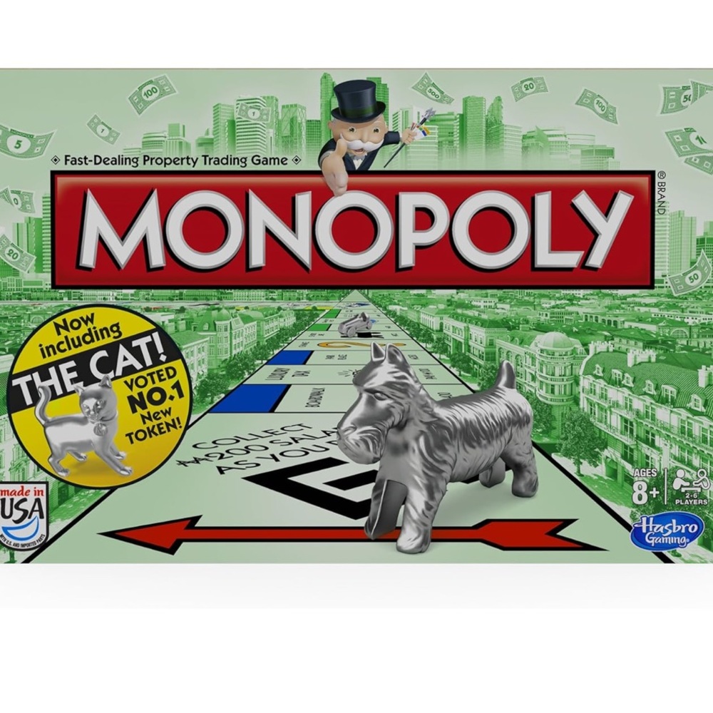 Hasbro Monopoly  Classic Board Game NOW INCLUIDING THE CAT!
